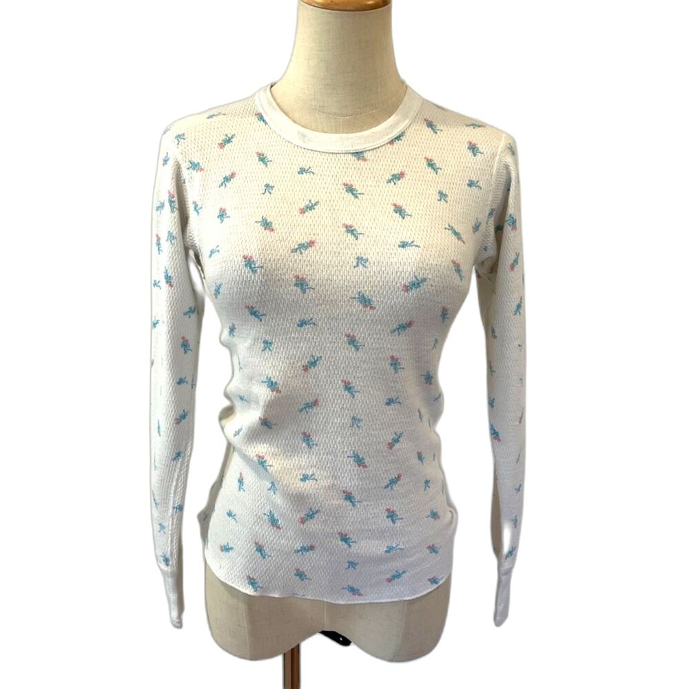 Floral Patterned White Long Sleeve Top